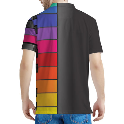 Colorful Piano Keyboard Print Men's Polo Shirt