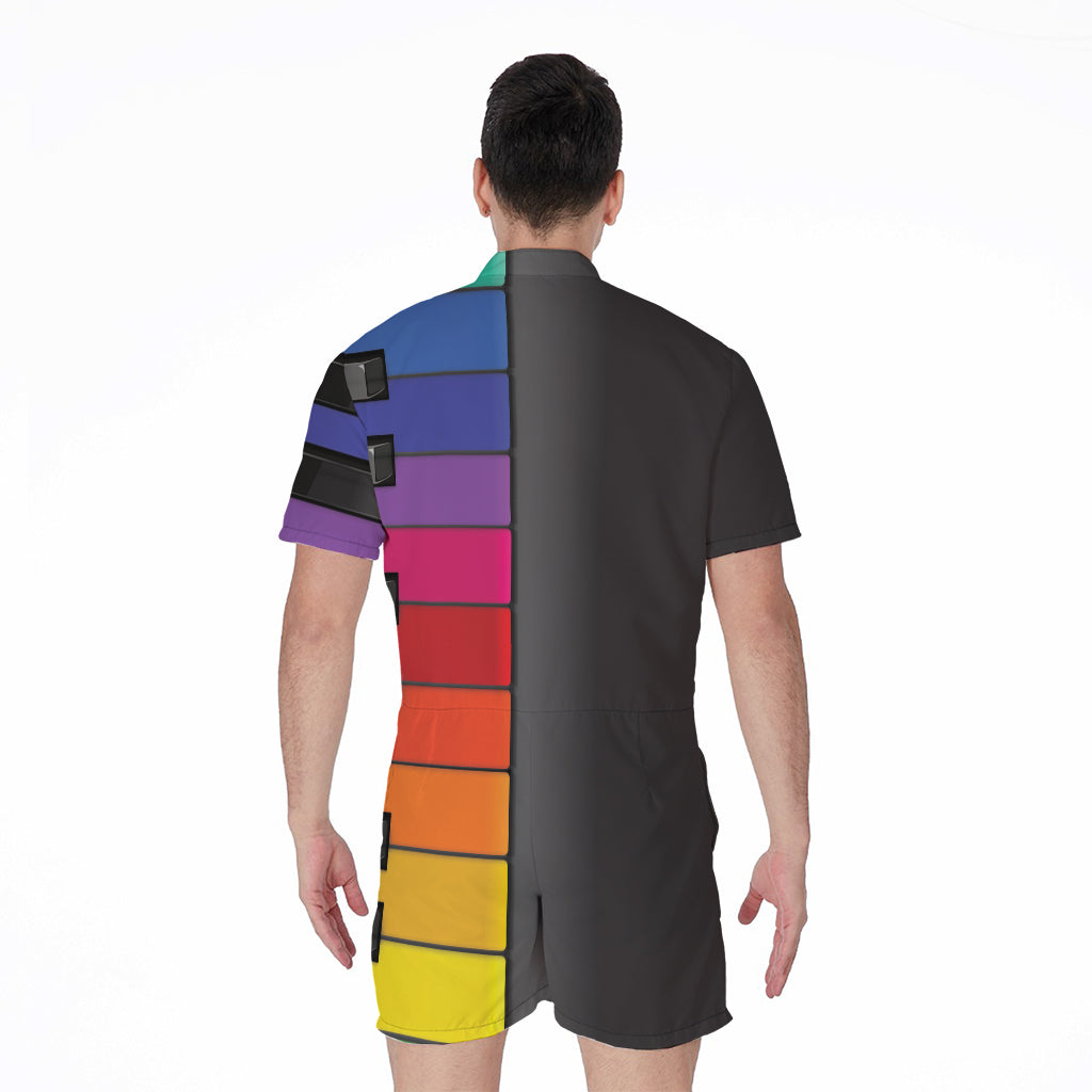 Colorful Piano Keyboard Print Men's Rompers