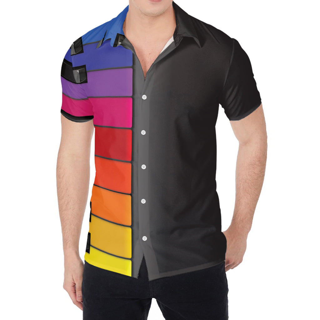 Colorful Piano Keyboard Print Men's Shirt