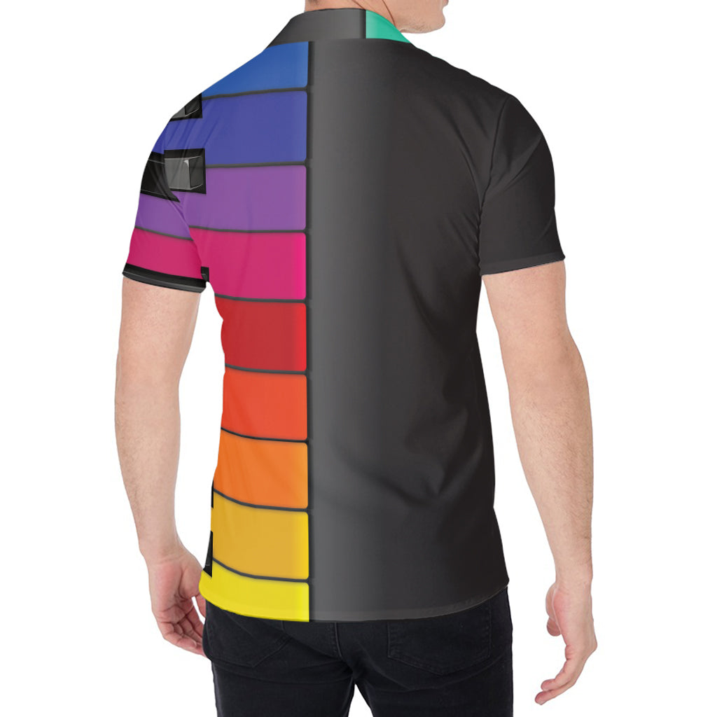 Colorful Piano Keyboard Print Men's Shirt