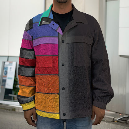 Colorful Piano Keyboard Print Men's Shirt Jacket