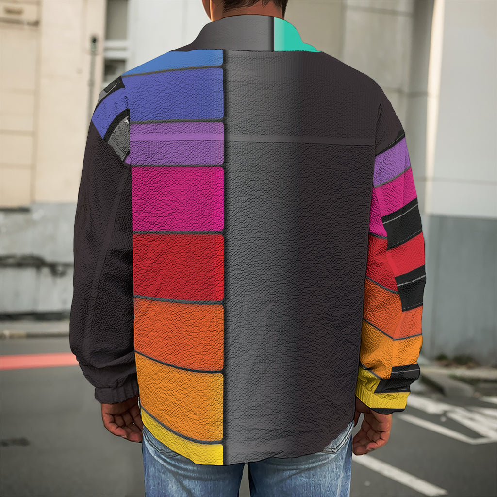 Colorful Piano Keyboard Print Men's Shirt Jacket