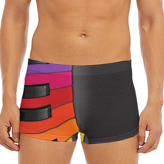 Colorful Piano Keyboard Print Men's Short Boxer Briefs