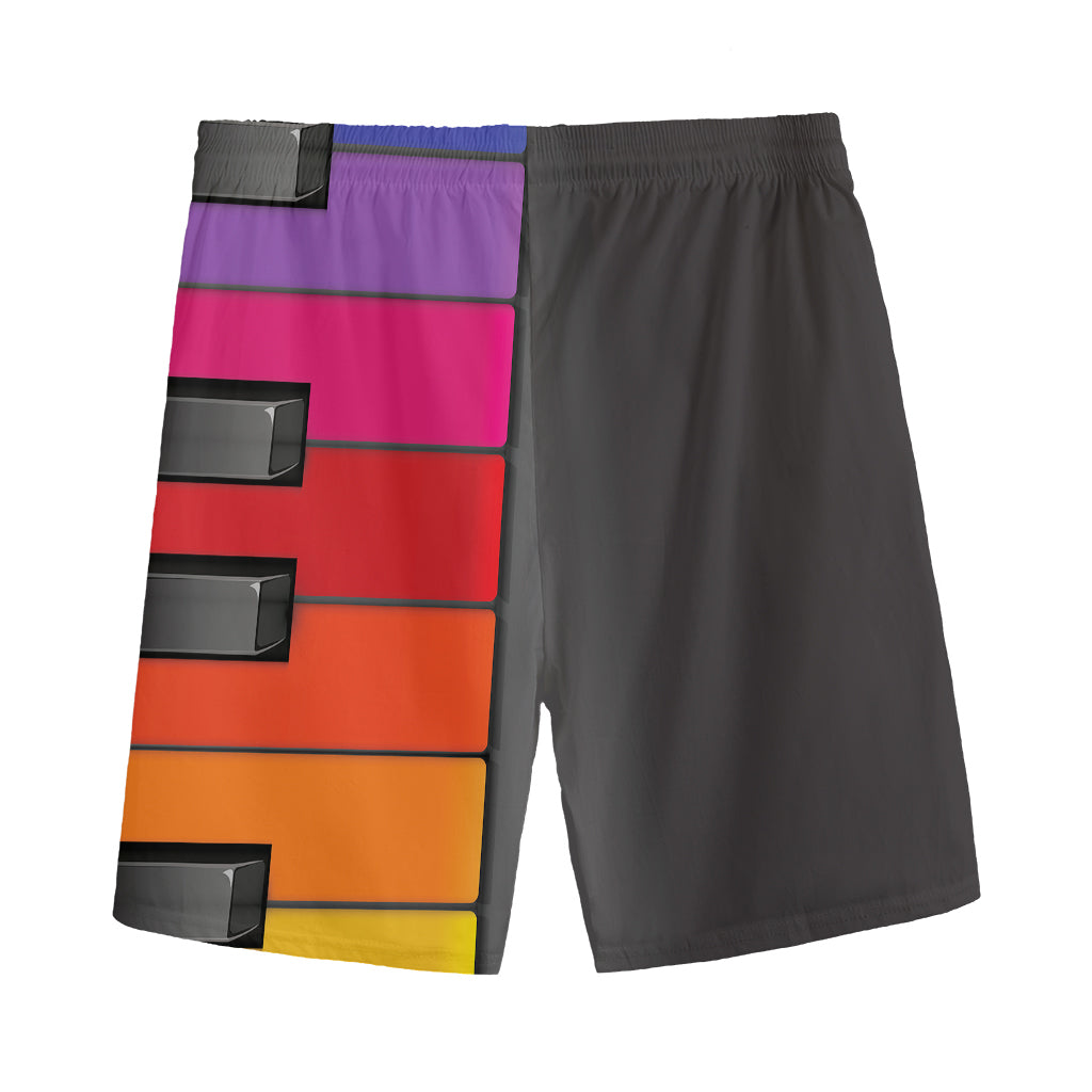 Colorful Piano Keyboard Print Men's Sports Shorts