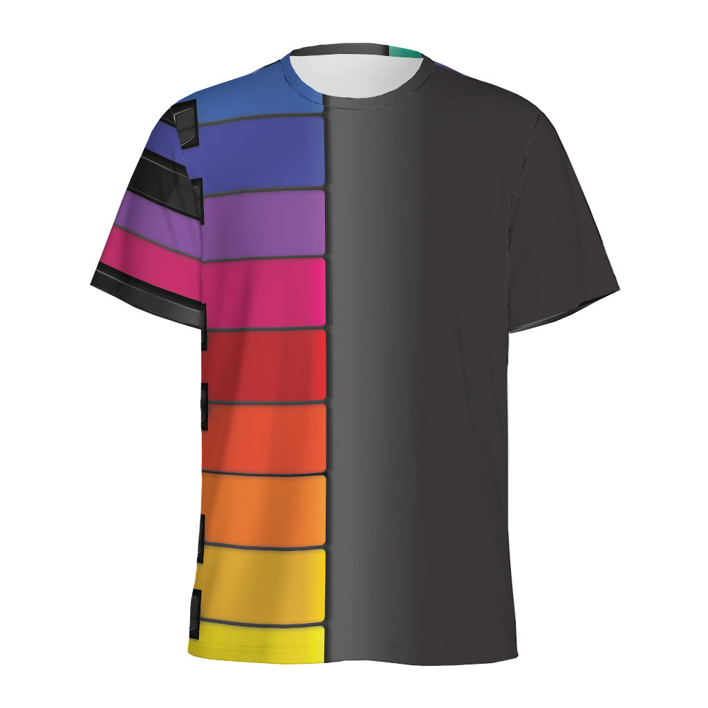 Colorful Piano Keyboard Print Men's Sports T-Shirt