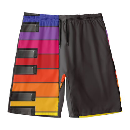 Colorful Piano Keyboard Print Men's Swim Trunks