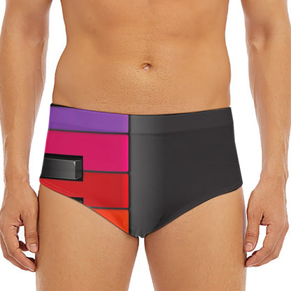 Colorful Piano Keyboard Print Men's Triangle Swim Briefs