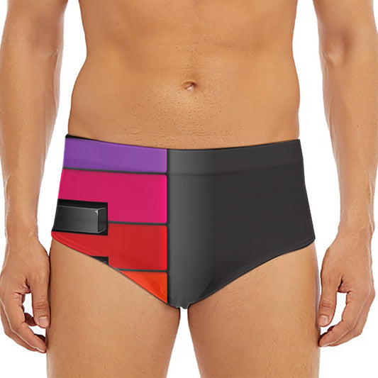 Colorful Piano Keyboard Print Men's Triangle Swim Briefs