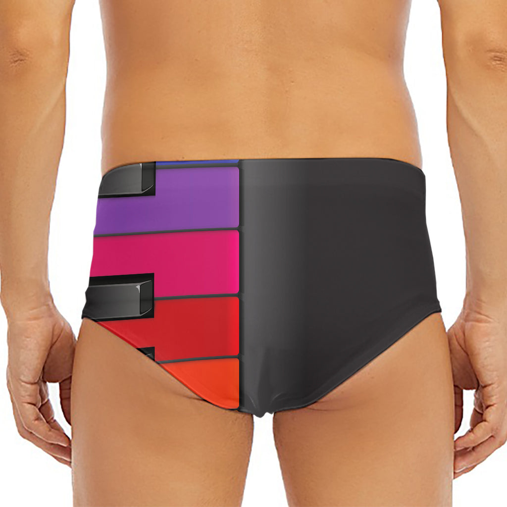 Colorful Piano Keyboard Print Men's Triangle Swim Briefs