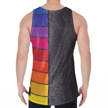Colorful Piano Keyboard Print Men's Velvet Tank Top