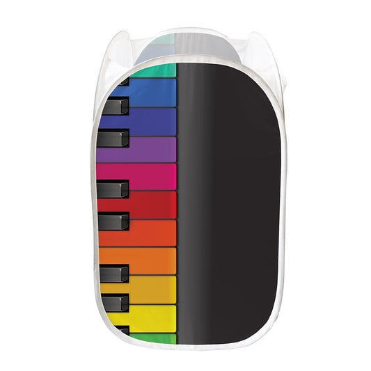 Colorful Piano Keyboard Print Mesh Laundry Hamper