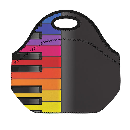 Colorful Piano Keyboard Print Neoprene Lunch Bag