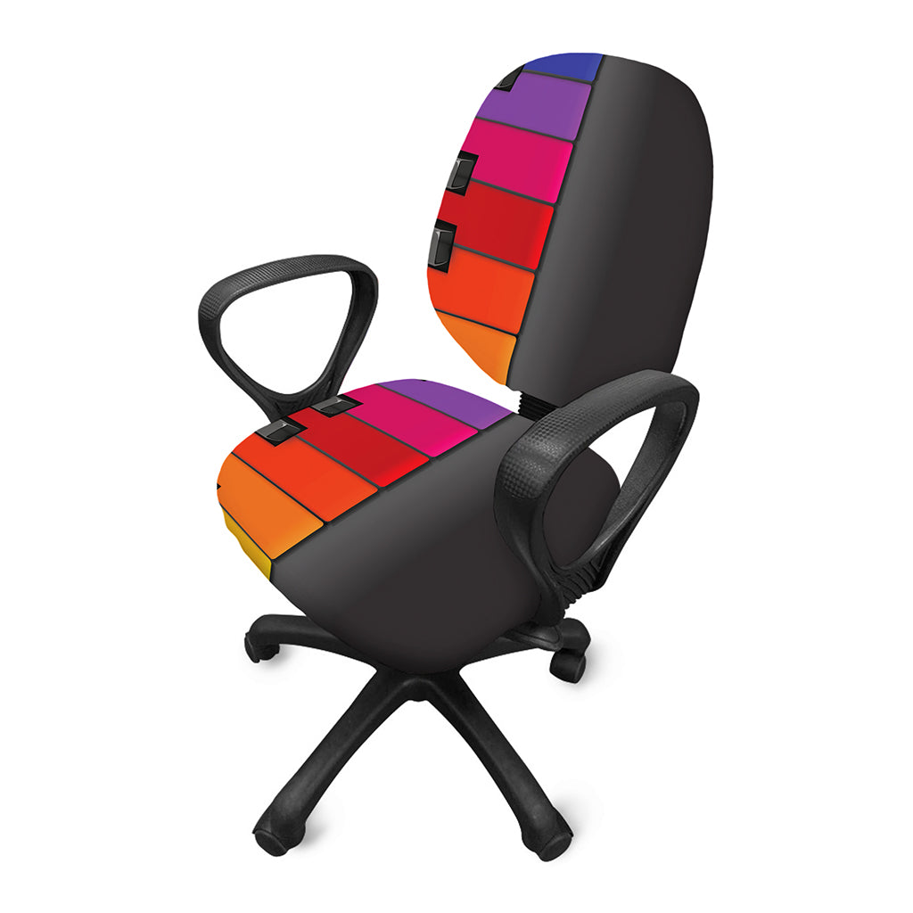 Colorful Piano Keyboard Print Office Chair Cover