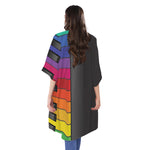 Colorful Piano Keyboard Print Open Front Beach Cover Up