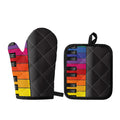Colorful Piano Keyboard Print Oven Mitt And Pot Holder Set