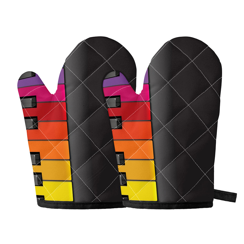 Colorful Piano Keyboard Print Oven Mitts