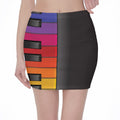 Colorful Piano Keyboard Print Pencil Mini Skirt