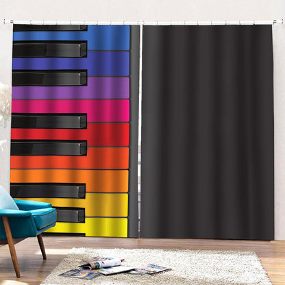 Colorful Piano Keyboard Print Pencil Pleat Curtains
