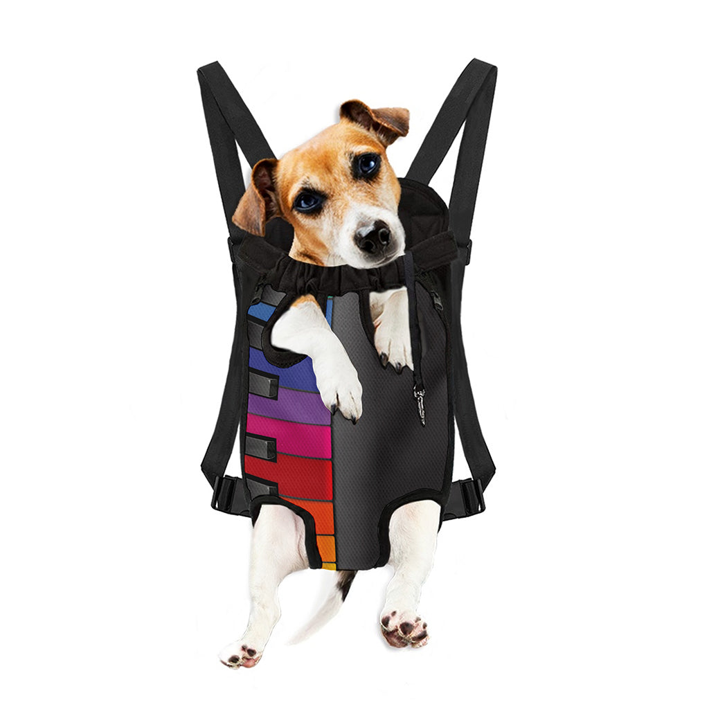 Colorful Piano Keyboard Print Pet Carrier Backpack