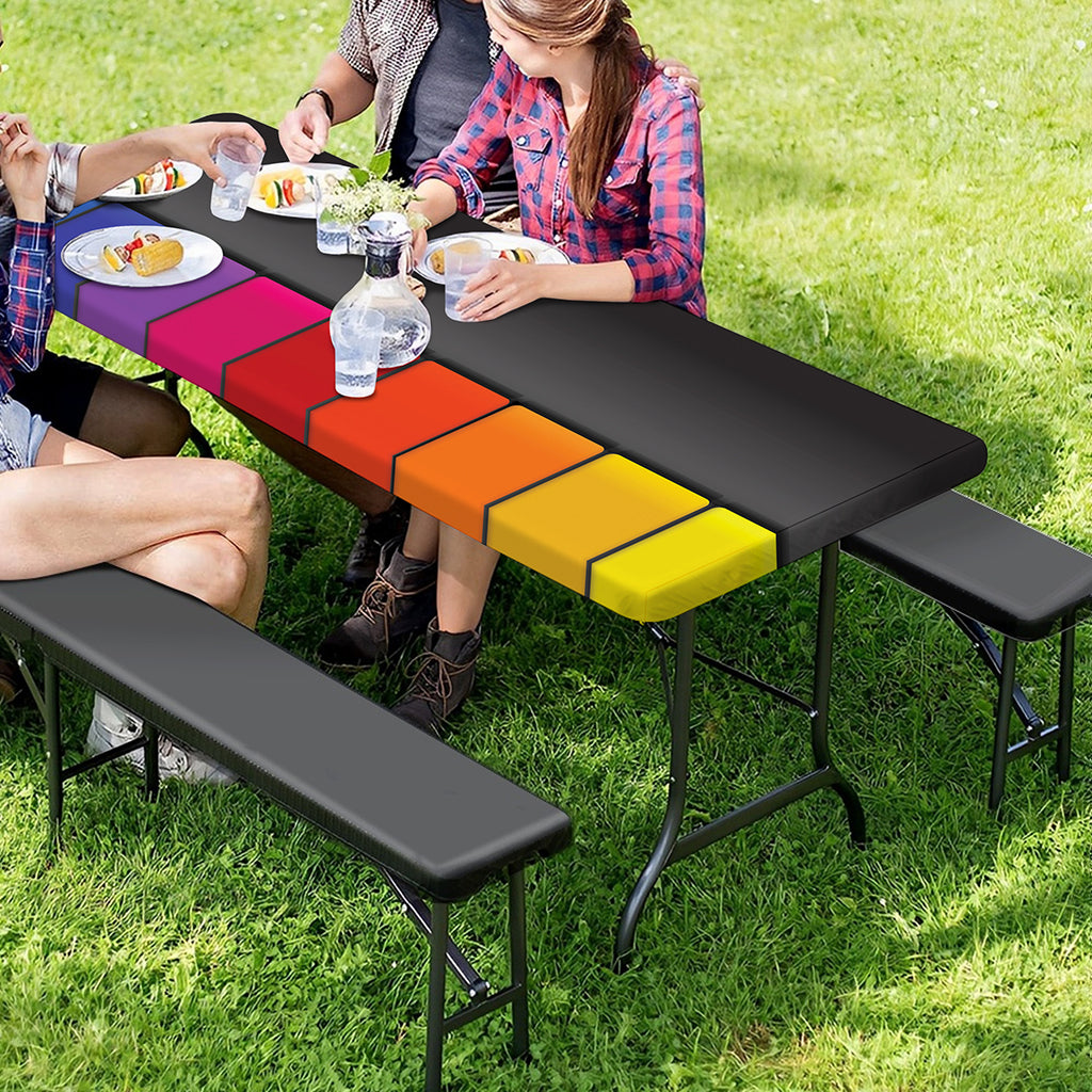 Colorful Piano Keyboard Print Picnic Table Cover