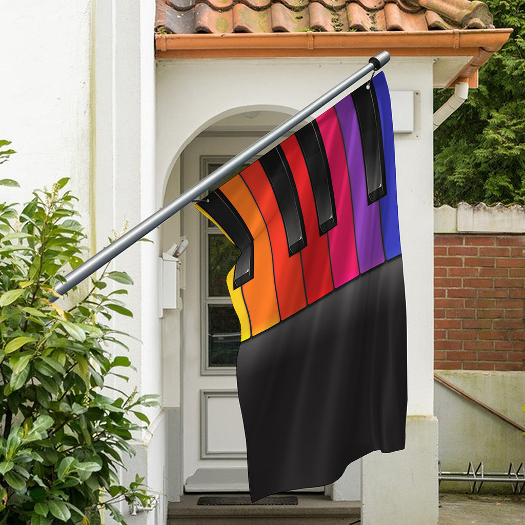 Colorful Piano Keyboard Print Polyester Flag