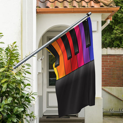 Colorful Piano Keyboard Print Polyester Flag