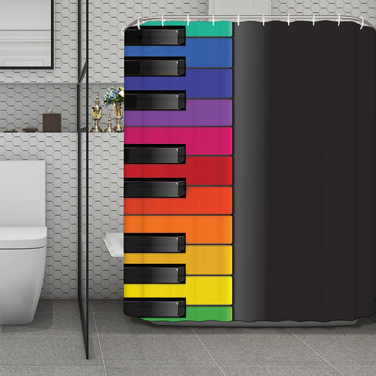 Colorful Piano Keyboard Print Polyester Shower Curtain