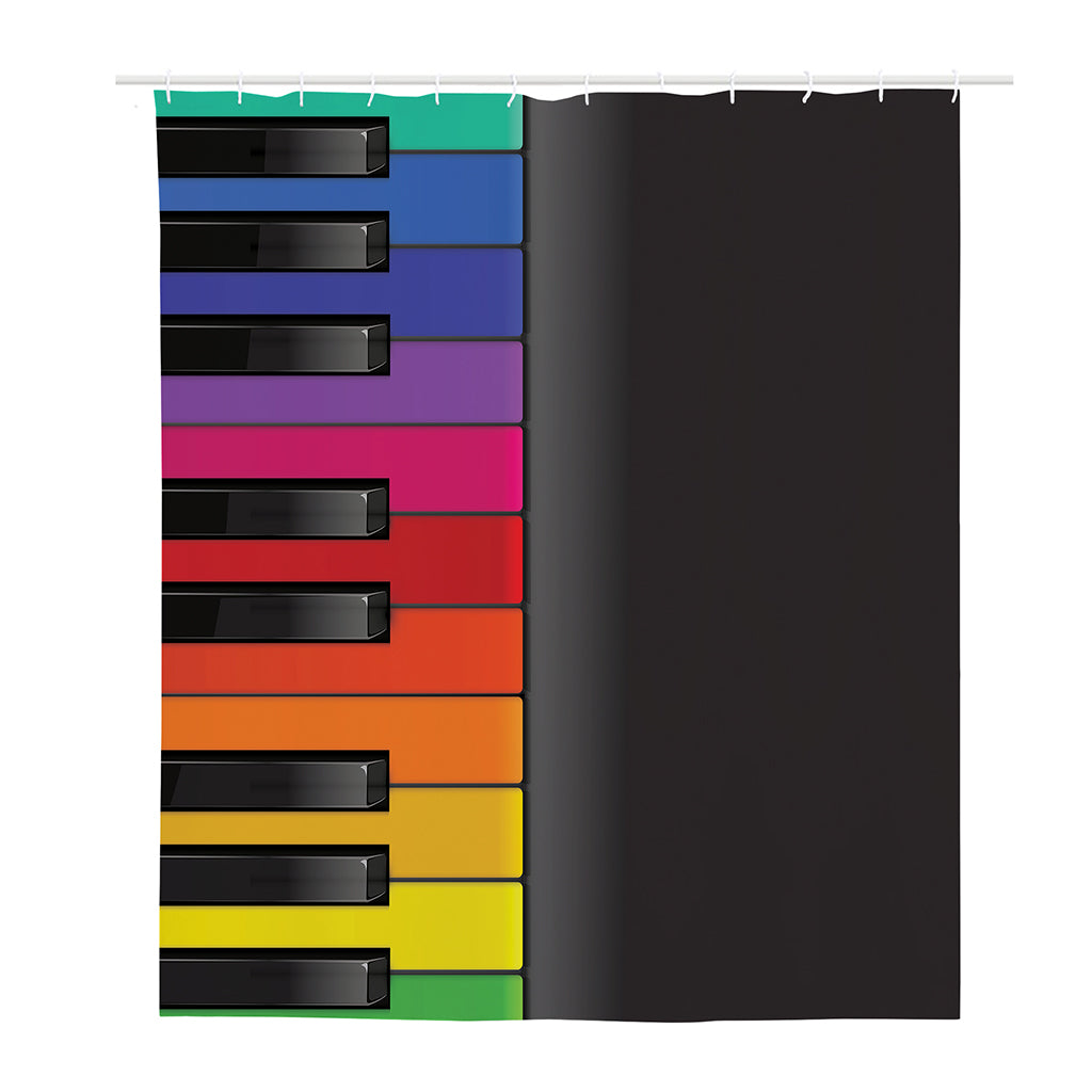 Colorful Piano Keyboard Print Polyester Shower Curtain