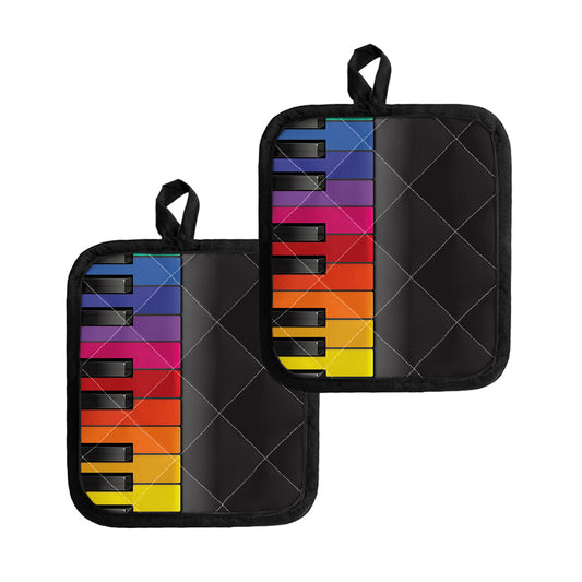 Colorful Piano Keyboard Print Pot Holders