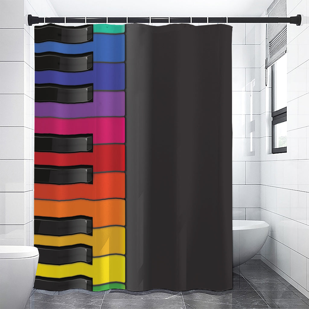 Colorful Piano Keyboard Print Premium Shower Curtain