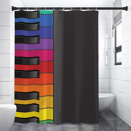 Colorful Piano Keyboard Print Premium Shower Curtain