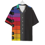 Colorful Piano Keyboard Print Rayon Hawaiian Shirt