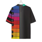 Colorful Piano Keyboard Print Rayon Hawaiian Shirt