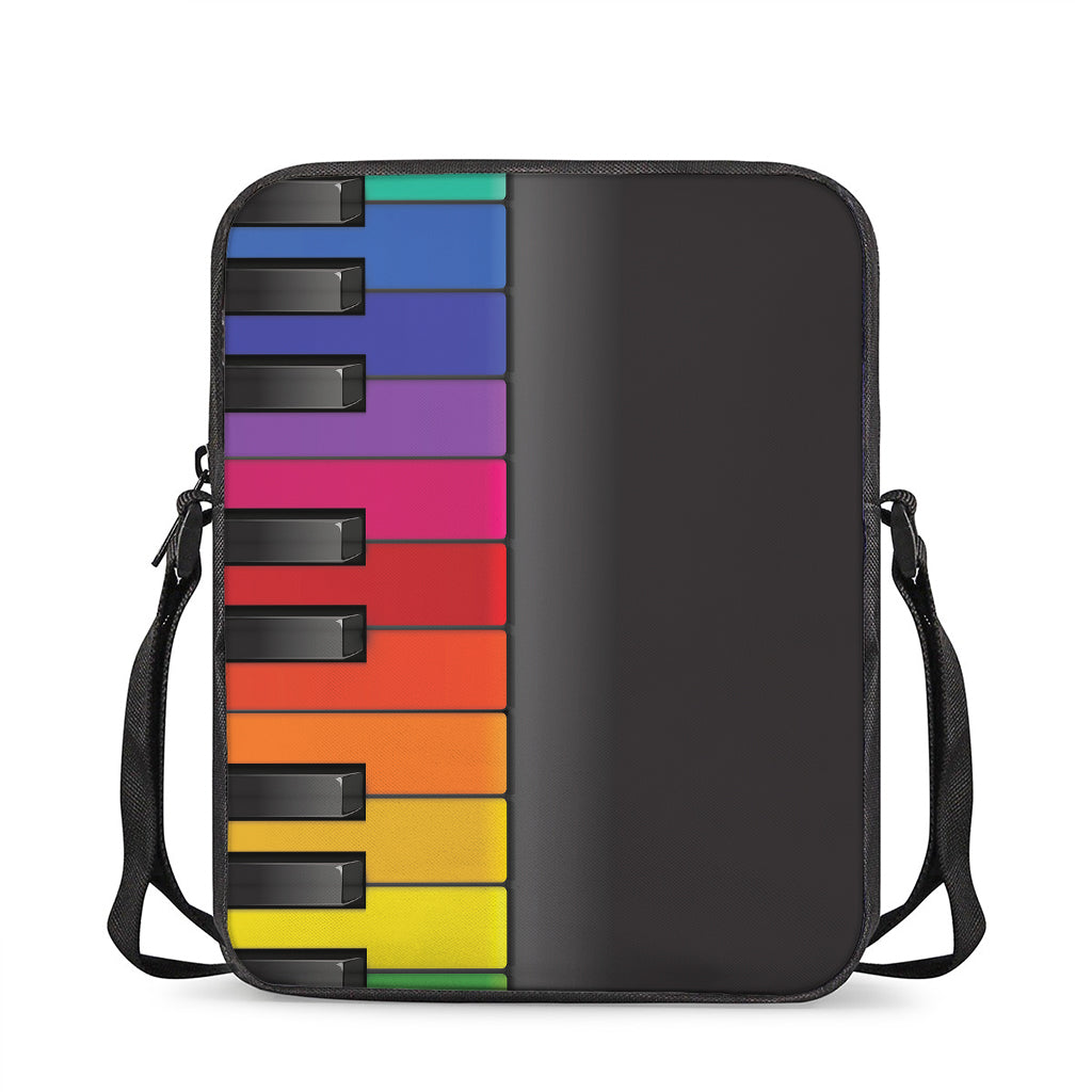 Colorful Piano Keyboard Print Rectangular Crossbody Bag