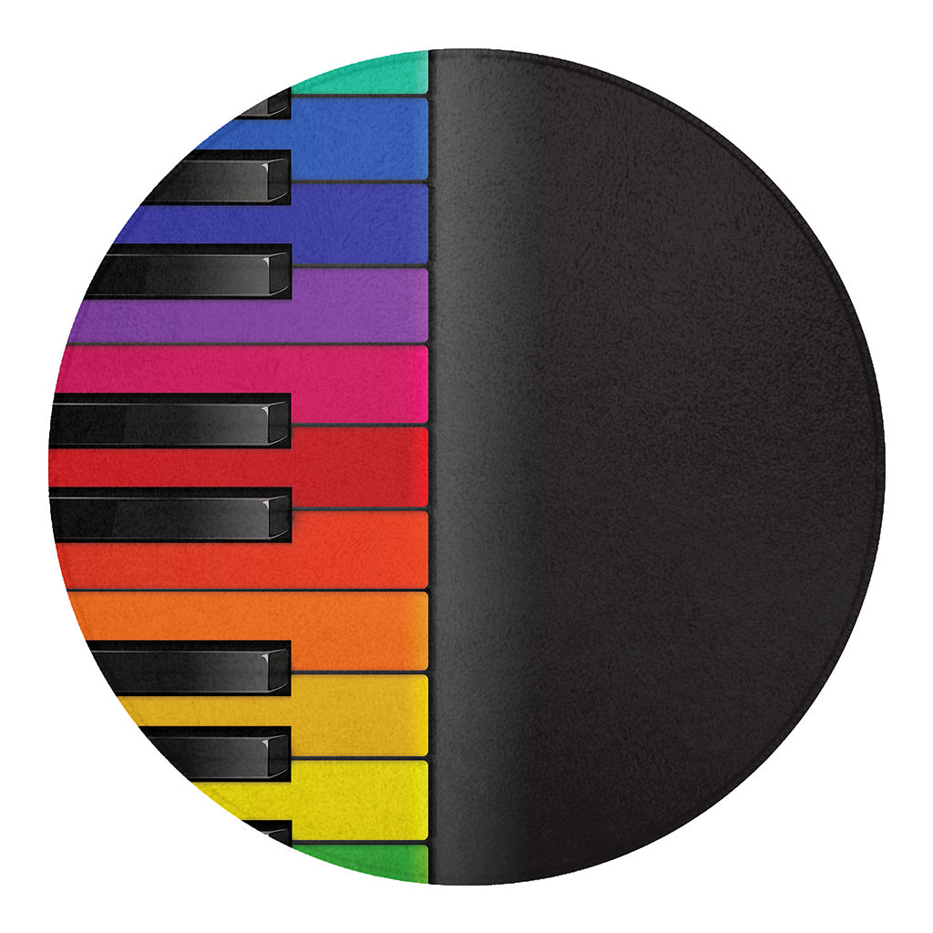 Colorful Piano Keyboard Print Round Blanket