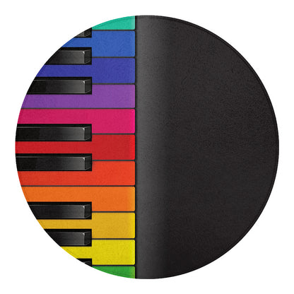 Colorful Piano Keyboard Print Round Blanket