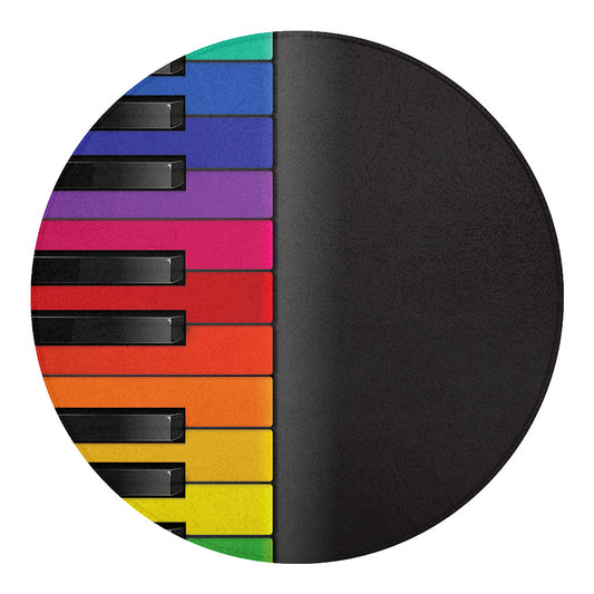 Colorful Piano Keyboard Print Round Blanket