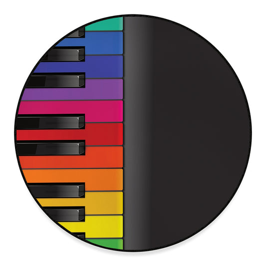 Colorful Piano Keyboard Print Round Floor Mat