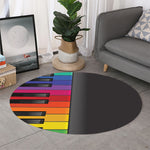 Colorful Piano Keyboard Print Round Rug