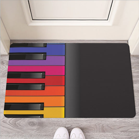 Colorful Piano Keyboard Print Rubber Doormat
