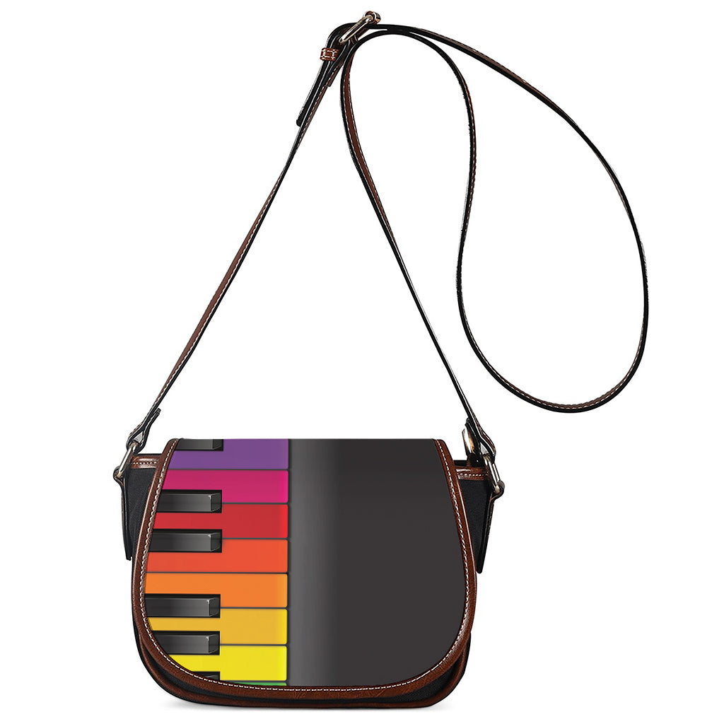 Colorful Piano Keyboard Print Saddle Bag