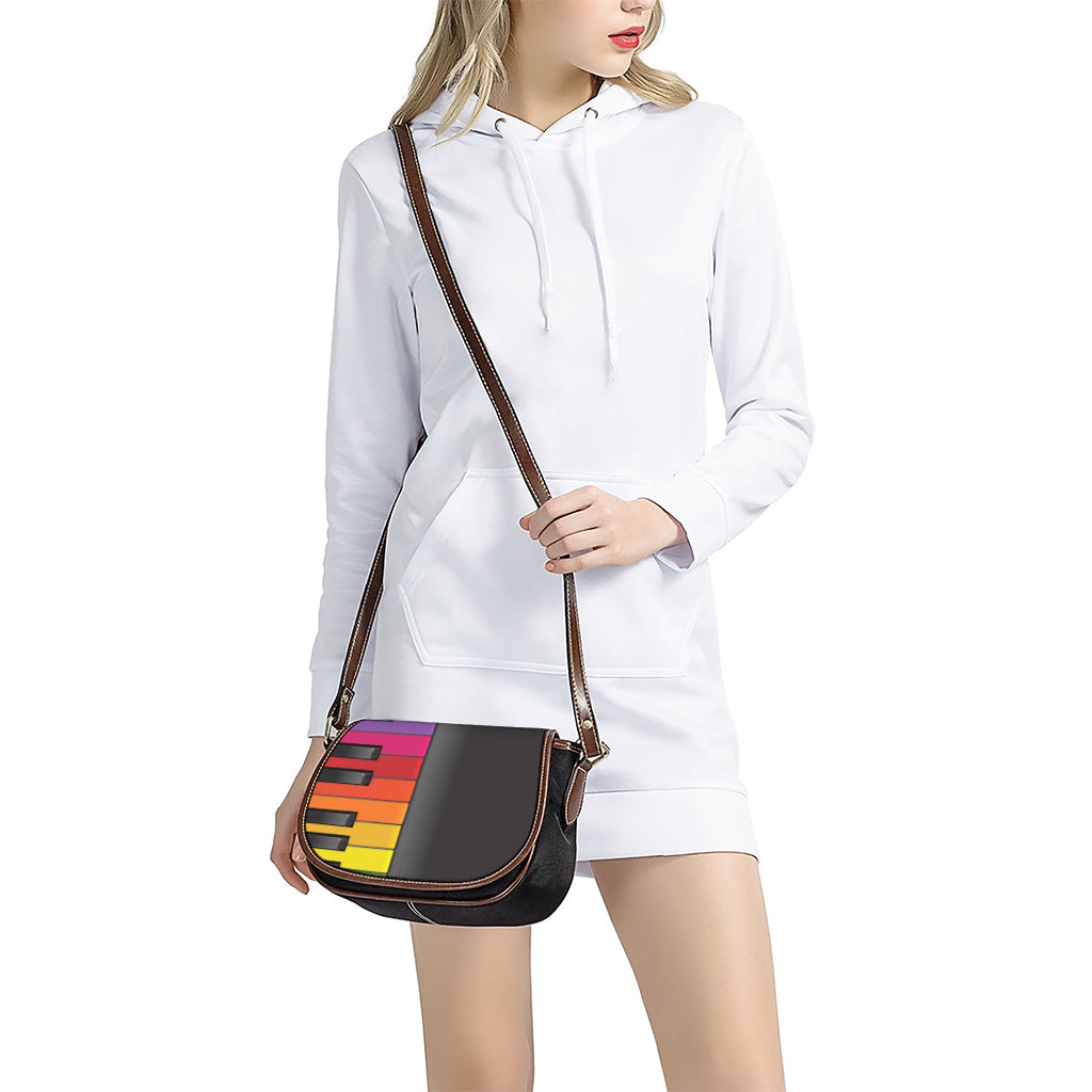 Colorful Piano Keyboard Print Saddle Bag