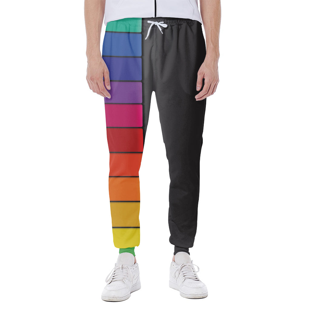 Colorful Piano Keyboard Print Scuba Joggers