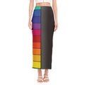 Colorful Piano Keyboard Print Side Slit Maxi Skirt
