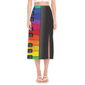 Colorful Piano Keyboard Print Side Slit Midi Skirt