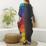 Colorful Piano Keyboard Print Silk V-Neck Kaftan Dress