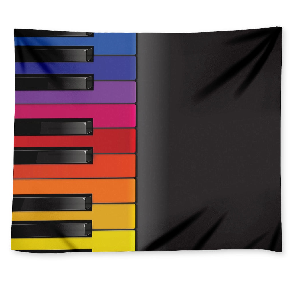 Colorful Piano Keyboard Print Tapestry