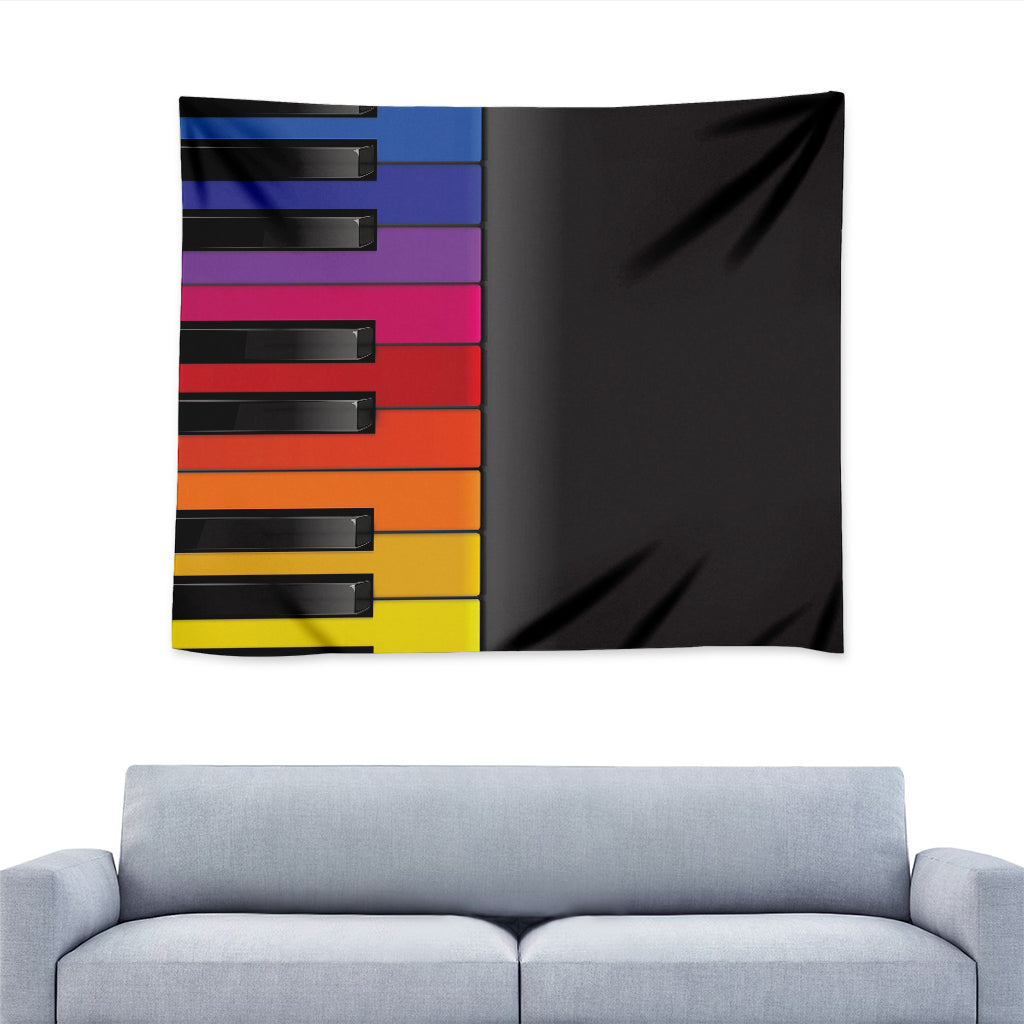 Colorful Piano Keyboard Print Tapestry