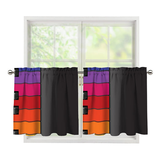 Colorful Piano Keyboard Print Tier Curtains