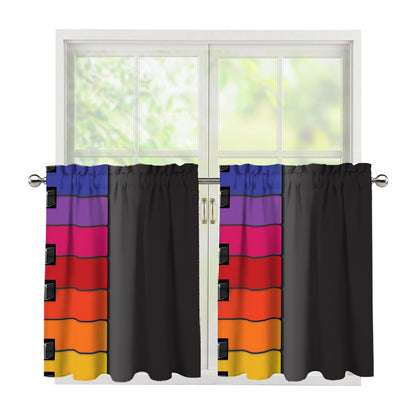 Colorful Piano Keyboard Print Tier Curtains